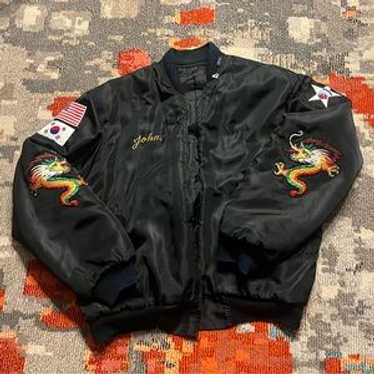 80’s Korean Souvenir Jacket Vtg 80s Korea Souvenir Jacket Large Embroidered Dragon
