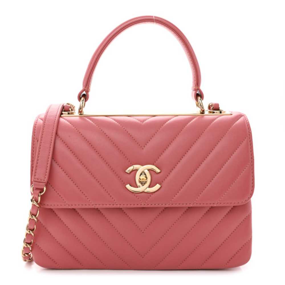 CHANEL Lambskin Chevron Quilted Small Trendy CC D… - image 1