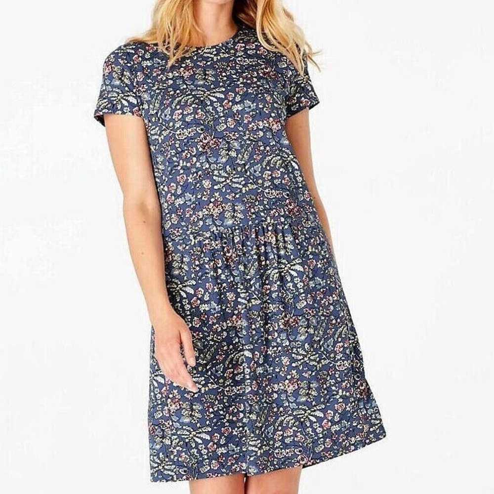 J. Jill Lavender Floral Knit Tiered Dress Womens … - image 1