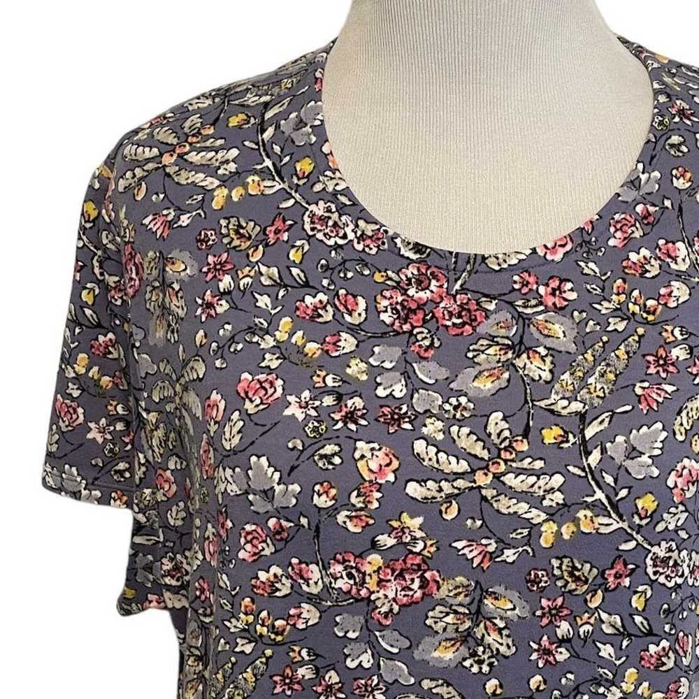 J. Jill Lavender Floral Knit Tiered Dress Womens … - image 4