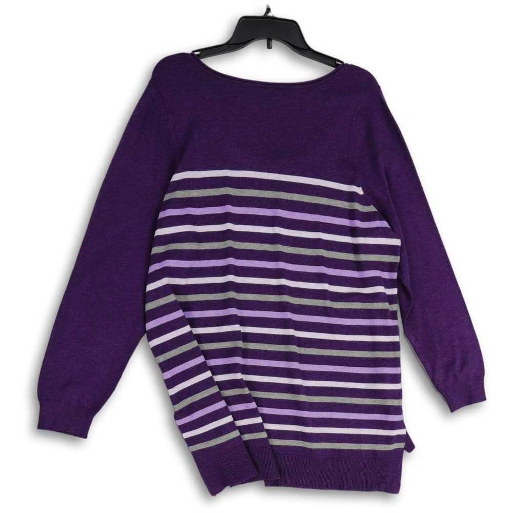Lane Bryant Womens Purple Striped Long Sleeve Rou… - image 2