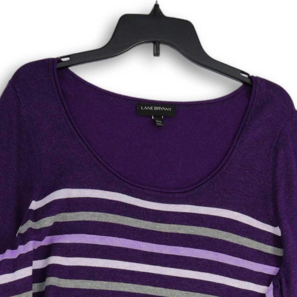 Lane Bryant Womens Purple Striped Long Sleeve Rou… - image 3