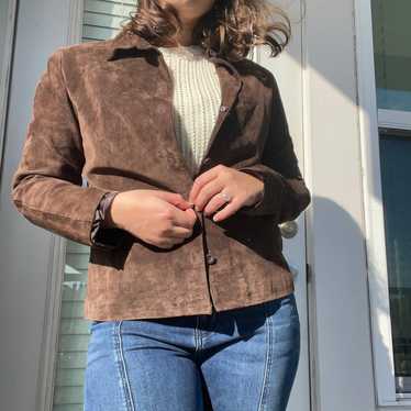 Vintage Suede Leather Jacket Brown Medium - image 1