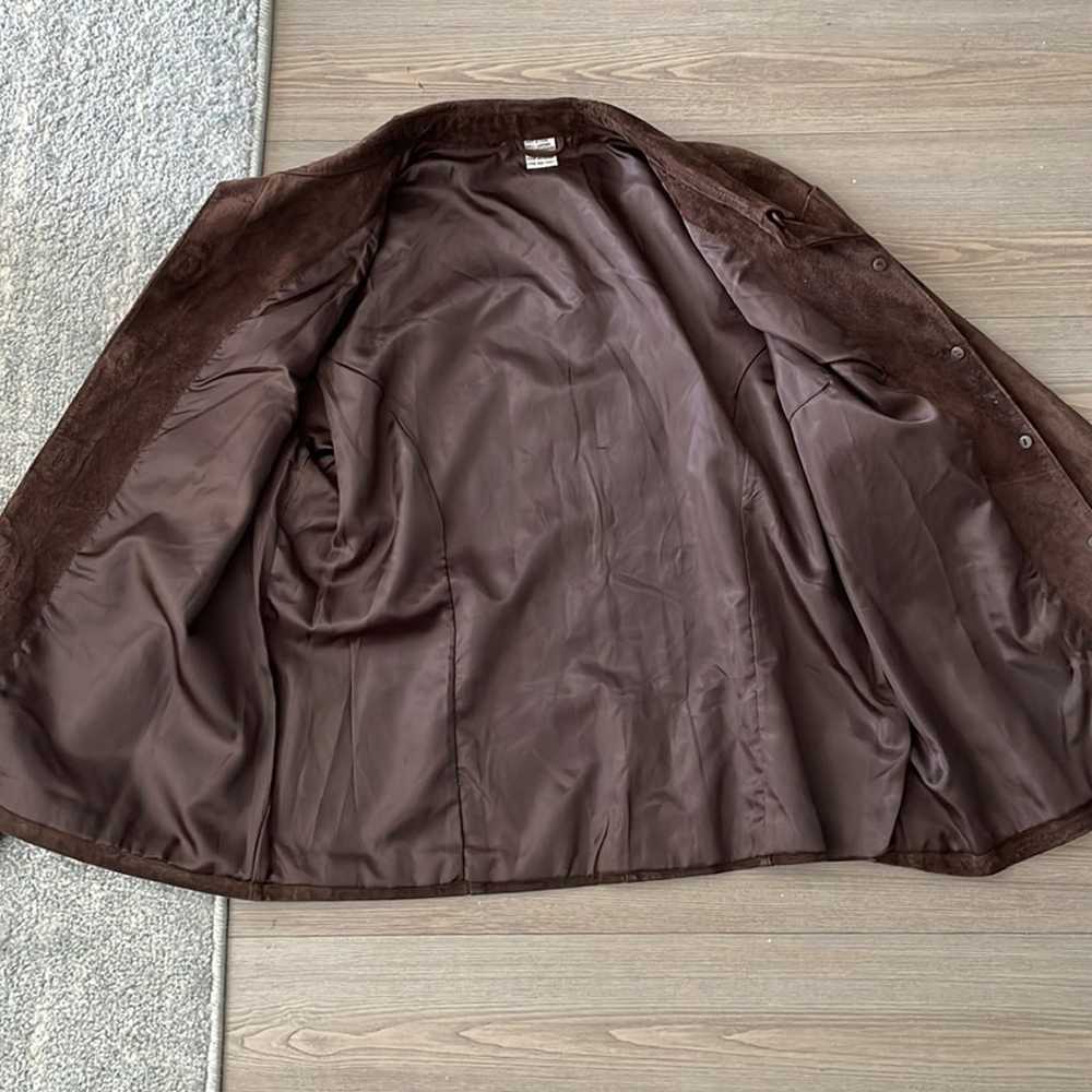 Vintage Suede Leather Jacket Brown Medium - image 7