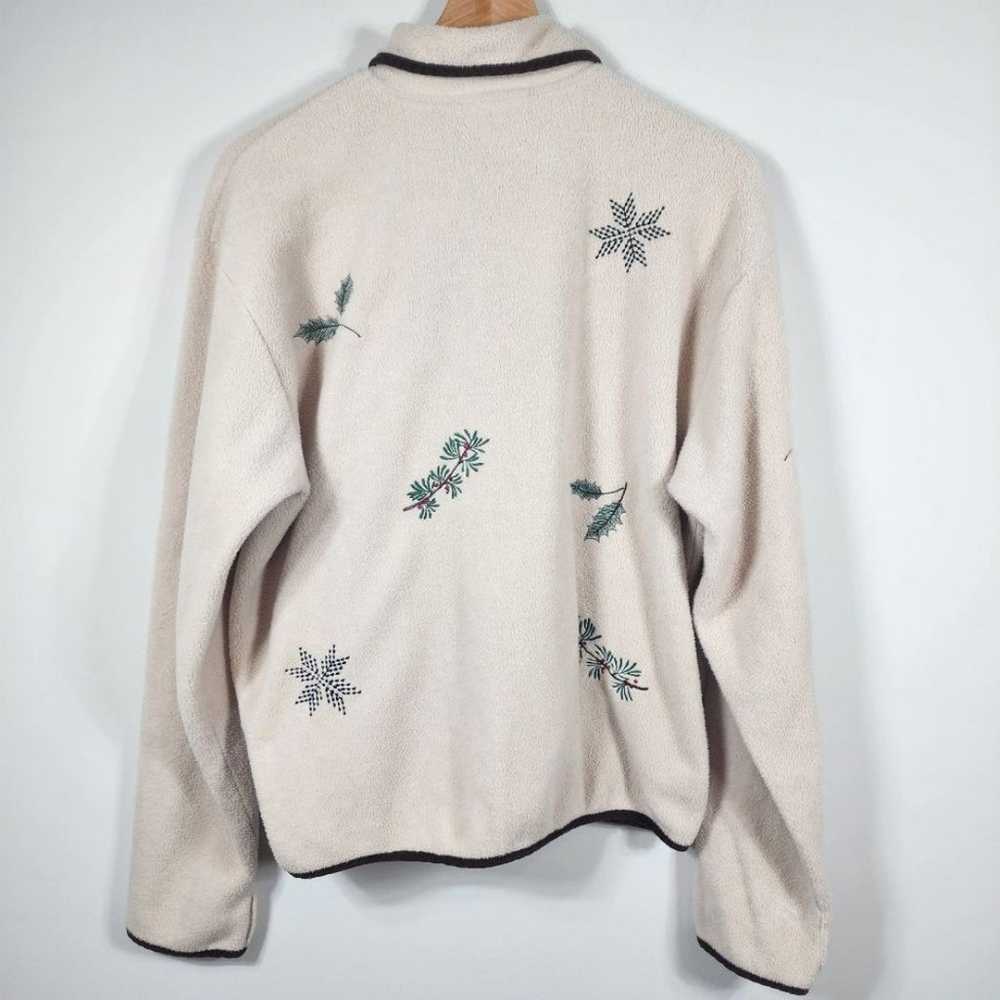 Vintage Talbots Fleece Embroidered Button Up Coll… - image 5