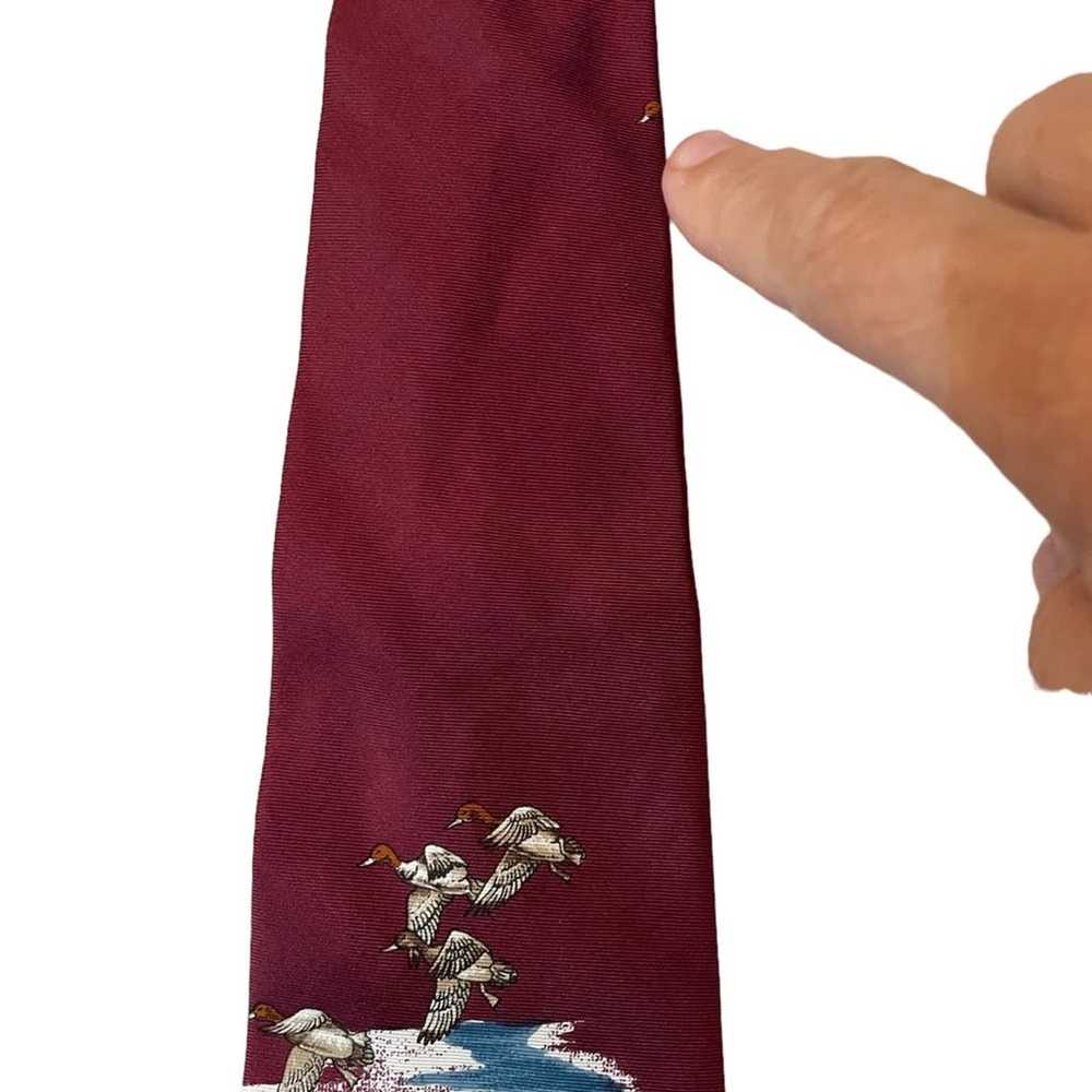 Ducks Unlimited Necktie Mens SILK Red Mallard Duc… - image 3