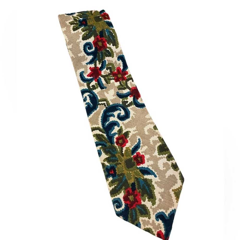 Barkcloth Necktie Mens Vintage Tapestry Neck Tie - image 2