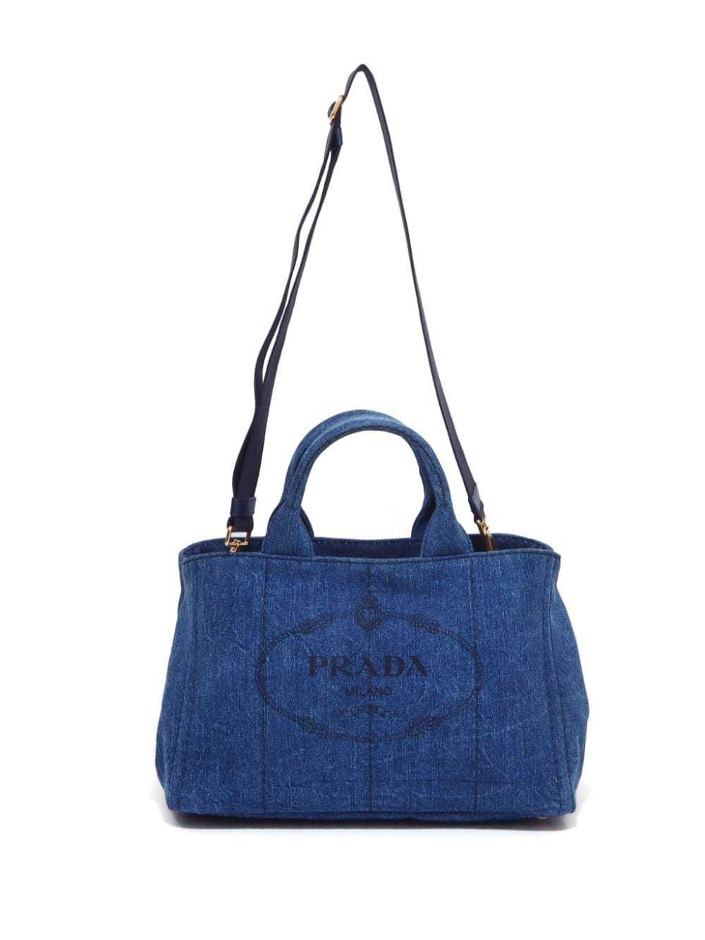 Prada Pre-Owned 2000s Canapa two-way bag - Blue - image 5