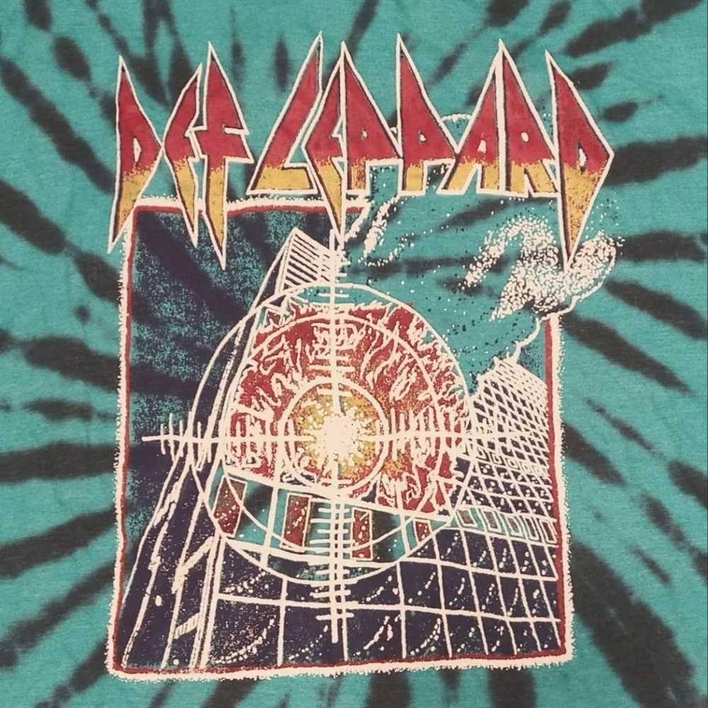 Def Leppard 2020 Turquoise Tie Dye T-Shirt Band T… - image 2