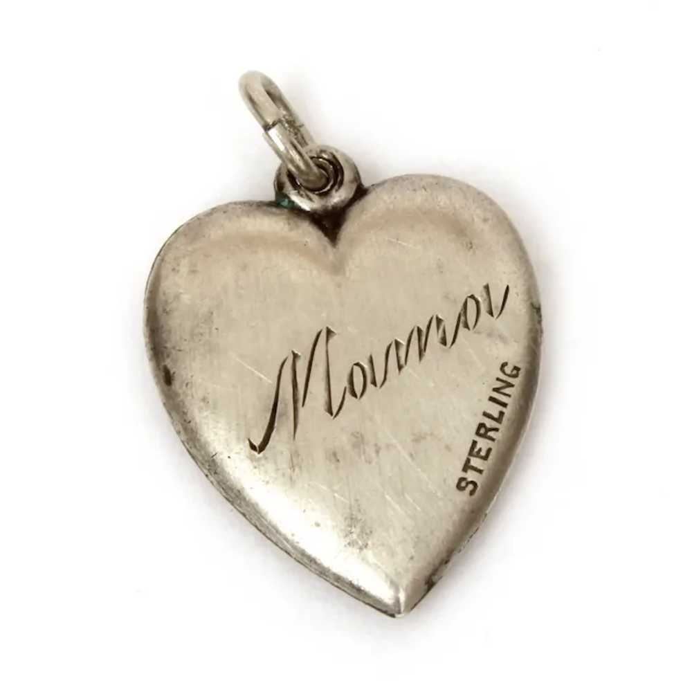 WWII Sweetheart Sterling Puffy Heart Charm Army A… - image 3
