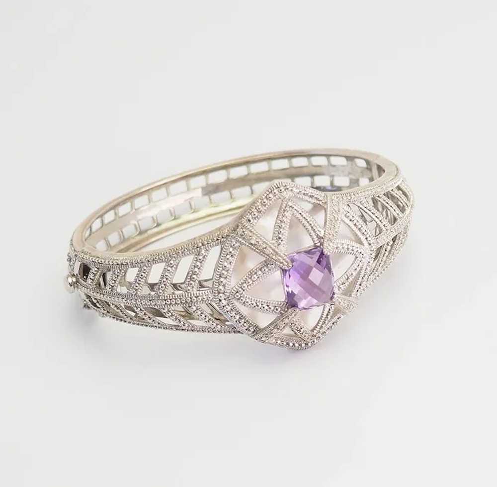 Elegant designer lattice sterling silver amethyst… - image 2