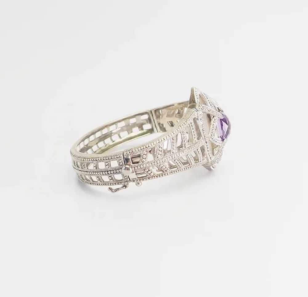 Elegant designer lattice sterling silver amethyst… - image 3