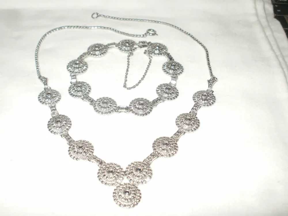 Mid Century Sterling Marcasite Necklace and Brace… - image 12
