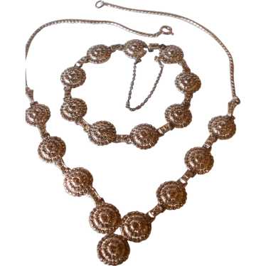 Mid Century Sterling Marcasite Necklace and Brace… - image 1
