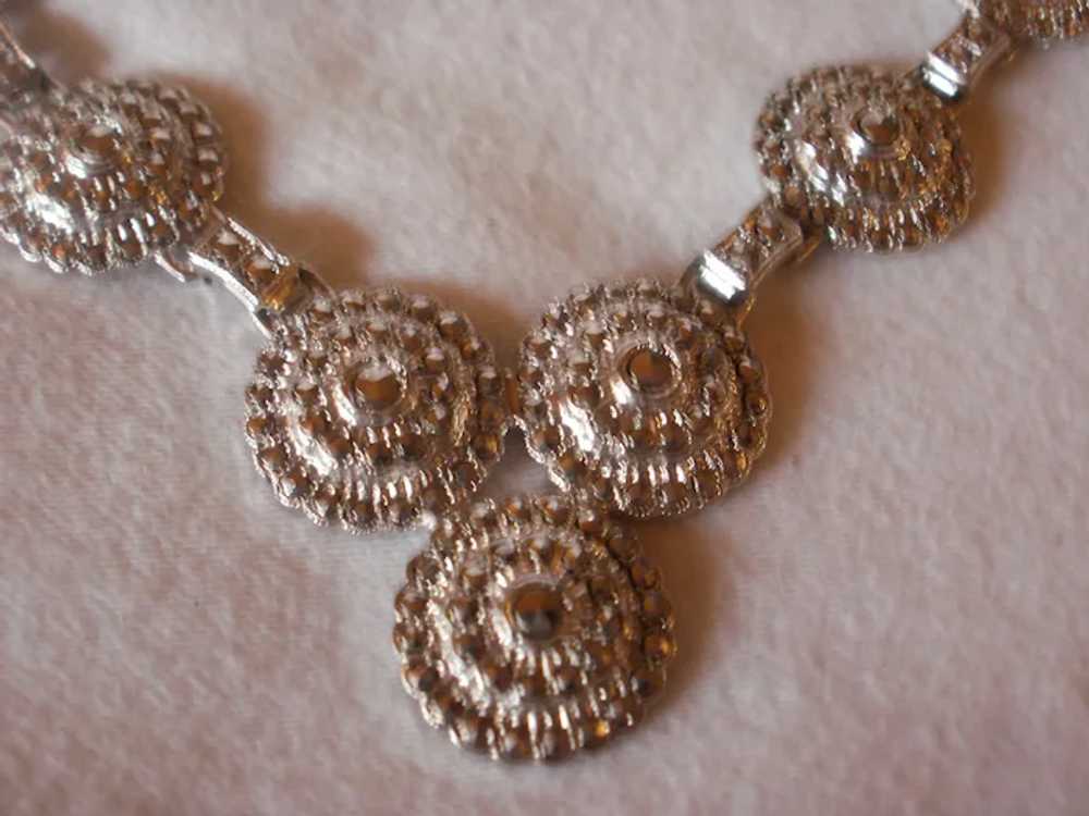 Mid Century Sterling Marcasite Necklace and Brace… - image 3