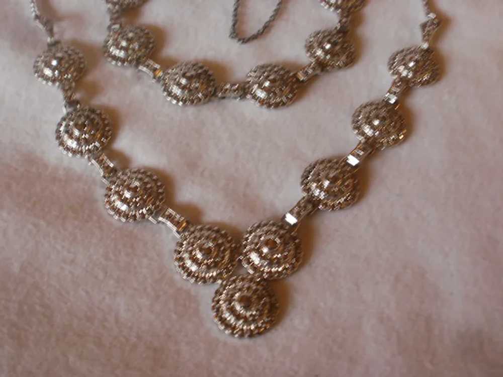 Mid Century Sterling Marcasite Necklace and Brace… - image 4