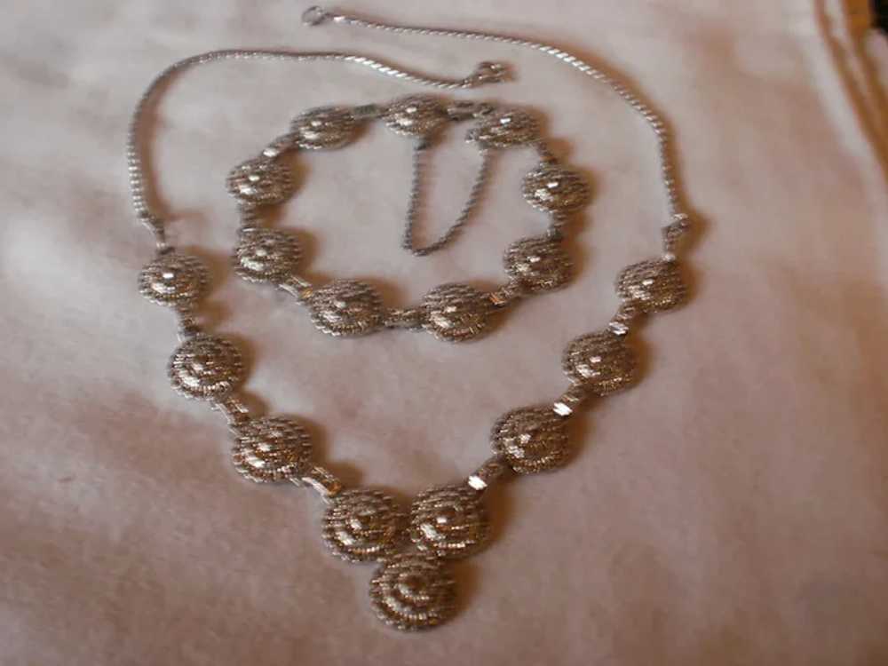Mid Century Sterling Marcasite Necklace and Brace… - image 5
