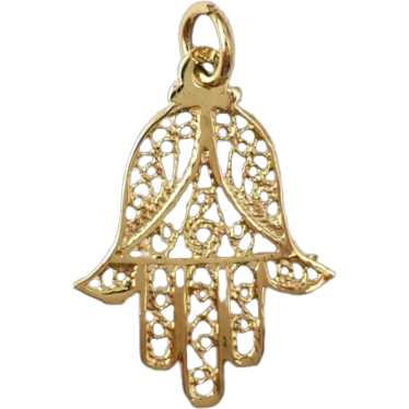 14K Yellow Gold Hamsa Hand Charm #16510