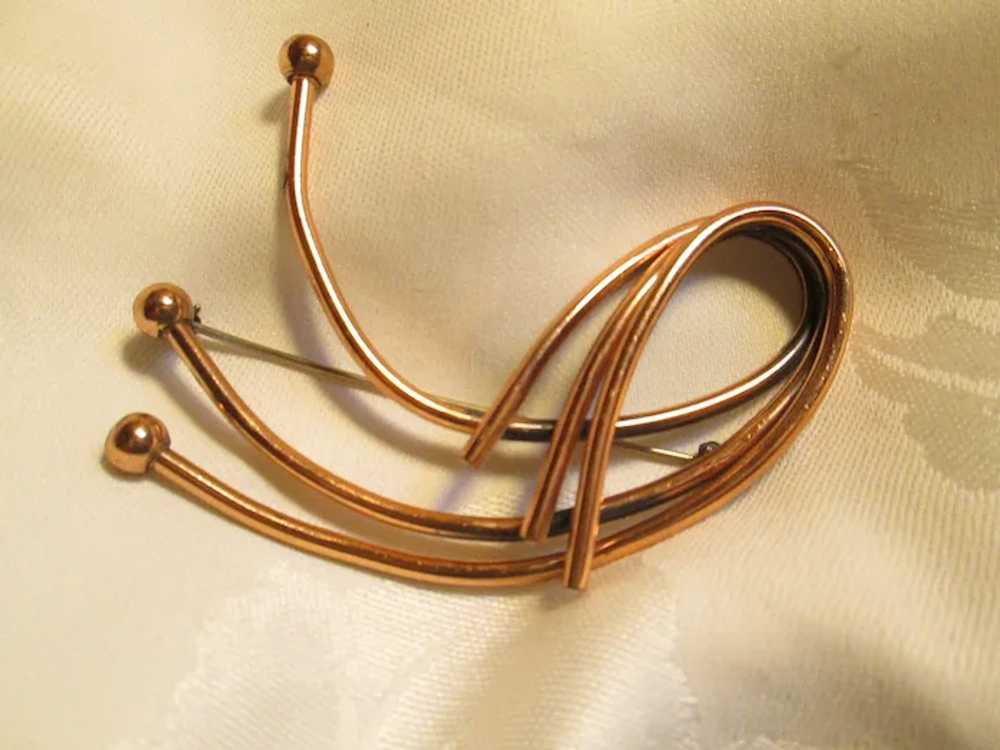 Rare Renoir Pulled Wire Copper Brooch and Earrings - image 4