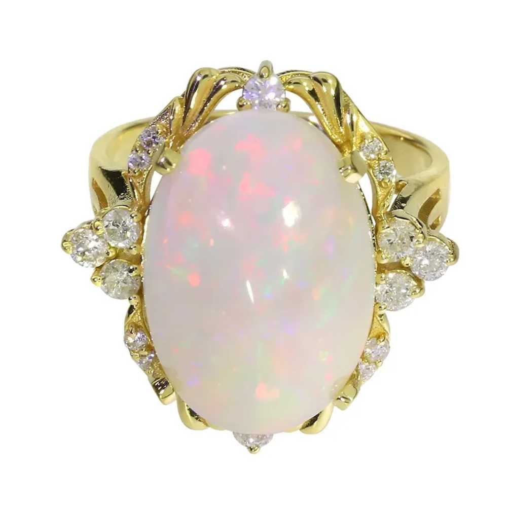 18K Yellow Gold 9.79ct Opal and .40ctw Diamond Co… - image 3