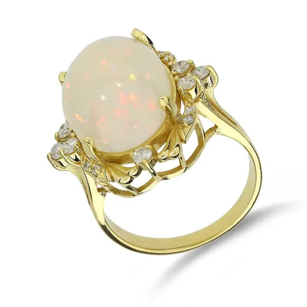 18K Yellow Gold 9.79ct Opal and .40ctw Diamond Co… - image 4