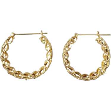 14K Yellow Gold Round Faceted Hoops #16519