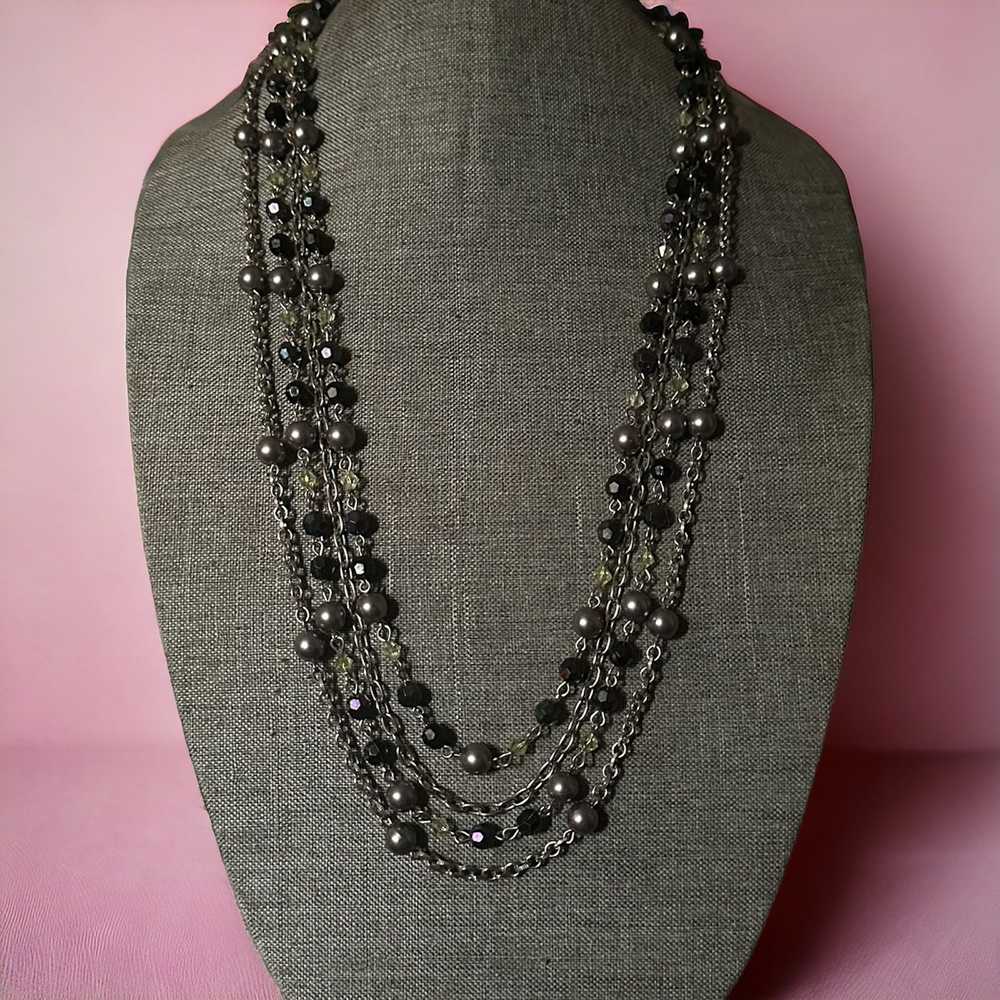 Other Long multi strand chain and bead necklace - image 1