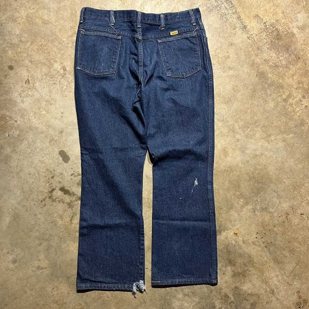 Vintage 90s Rustler Dark Wash Flared Western Jean… - image 2