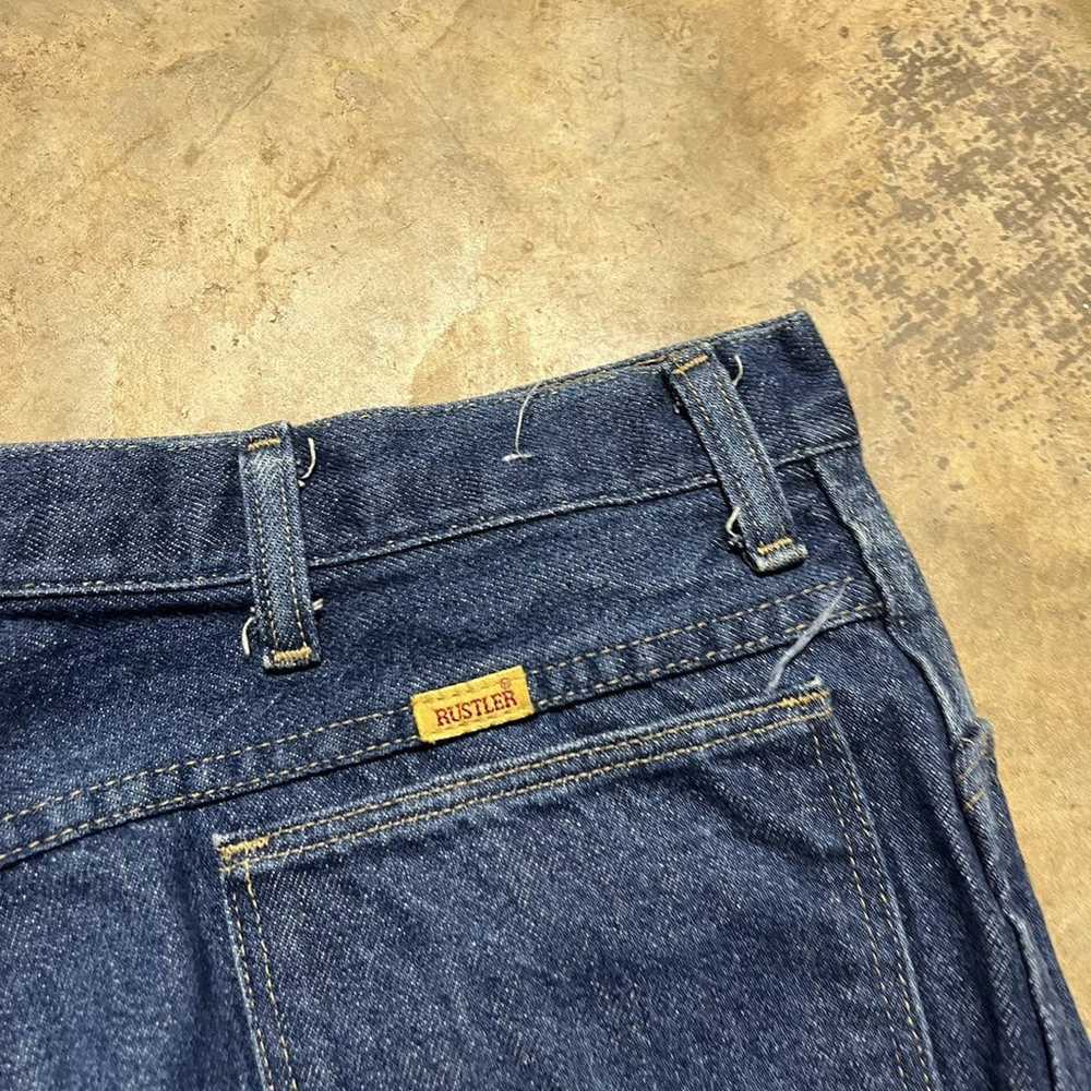 Vintage 90s Rustler Dark Wash Flared Western Jean… - image 3
