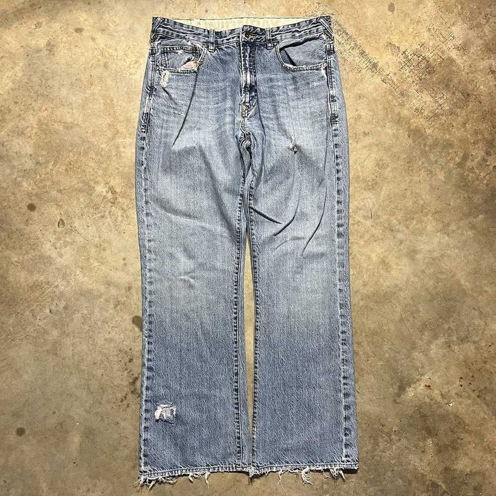 Vintage Y2k Unionbay Baggy Distressed Flared Jean… - image 1