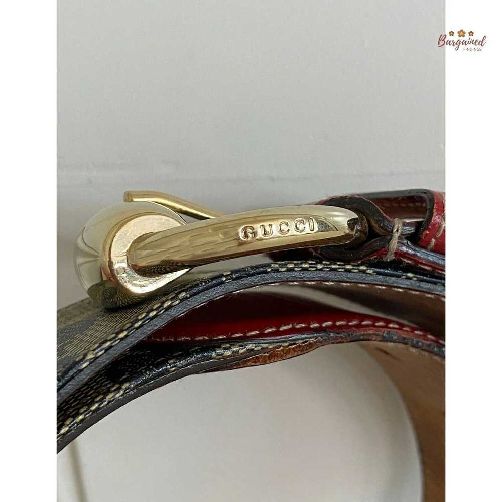 Gucci GUCCI Red GG Crystal Coated Canvas Horsebit… - image 5