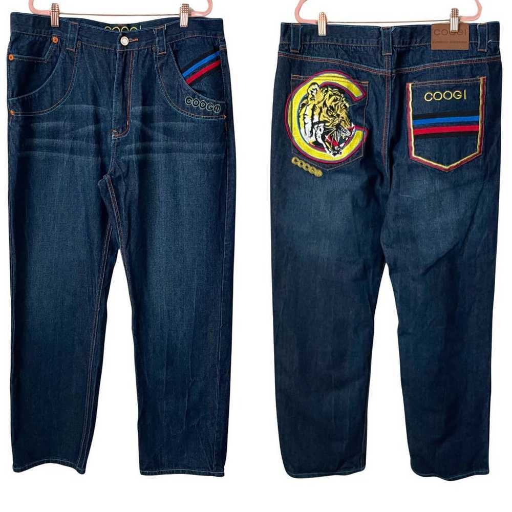 Coogi Vintage Jeans Mens Size 40 Blue Tiger Embro… - image 1