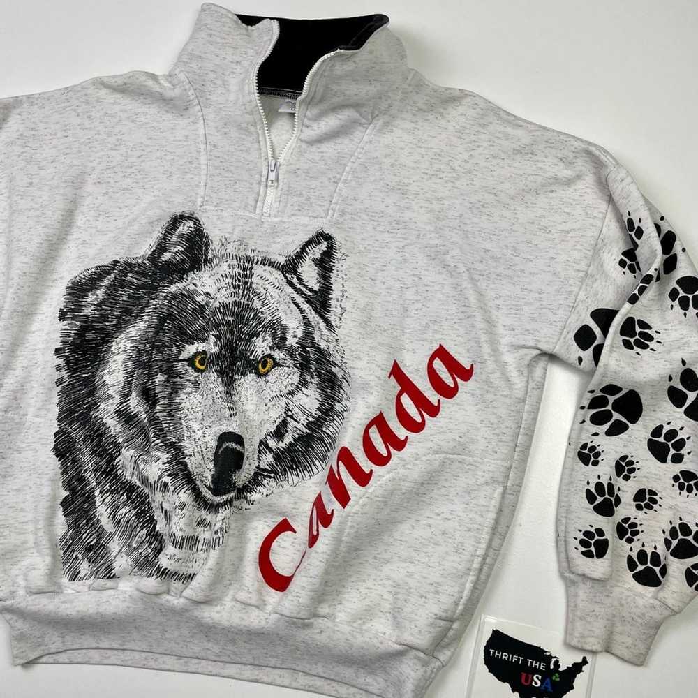 VINTAGE CANADA WOLF ALL OVER GRAPHIC PRINT SWEATS… - image 2