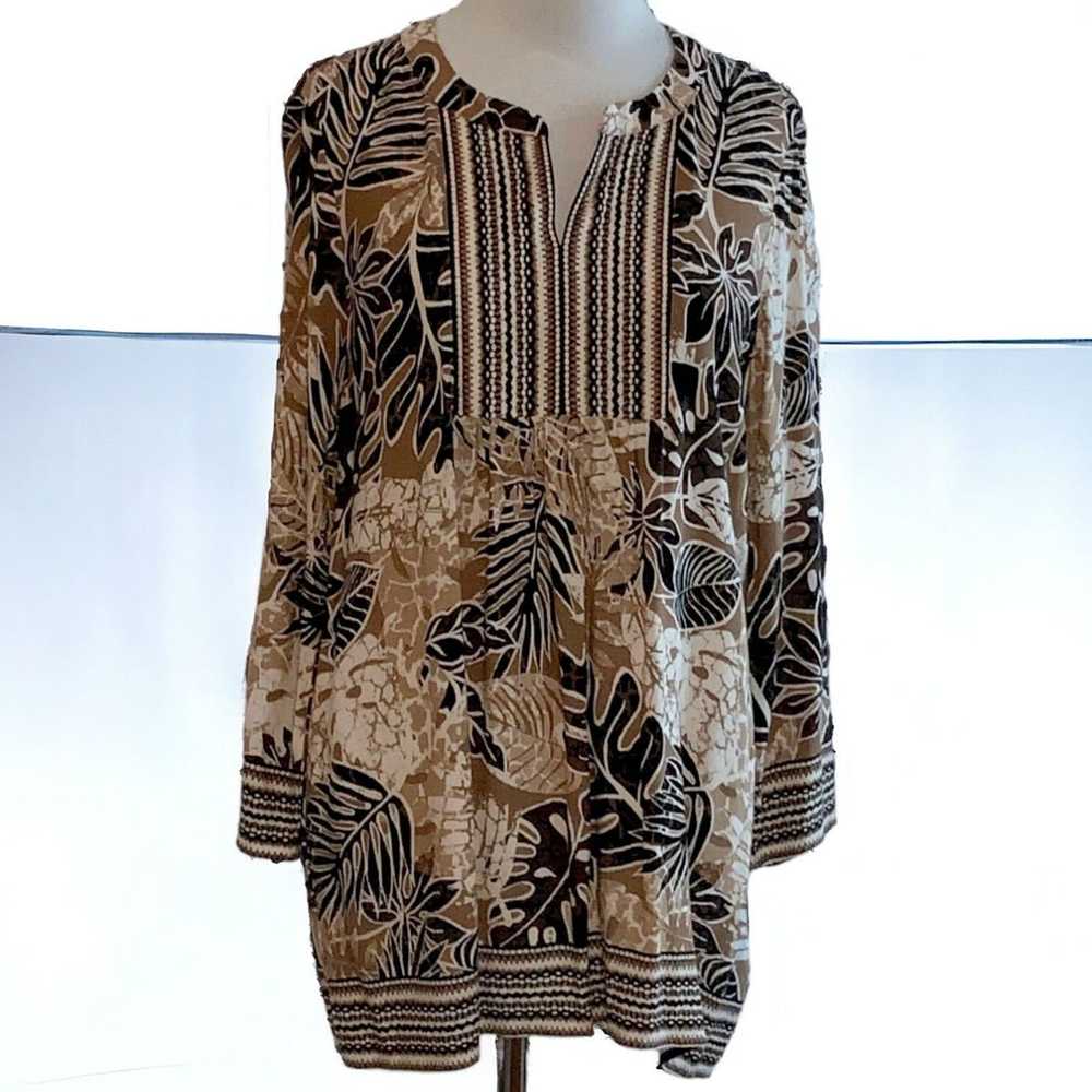 Designer Ruby Rd vneck pullover tan tropical tan … - image 2