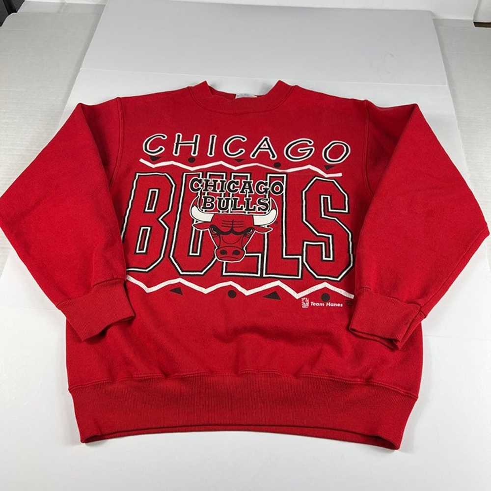 VTG 90s NBA Chicago Bulls Sweatshirt Medium Red F… - image 1