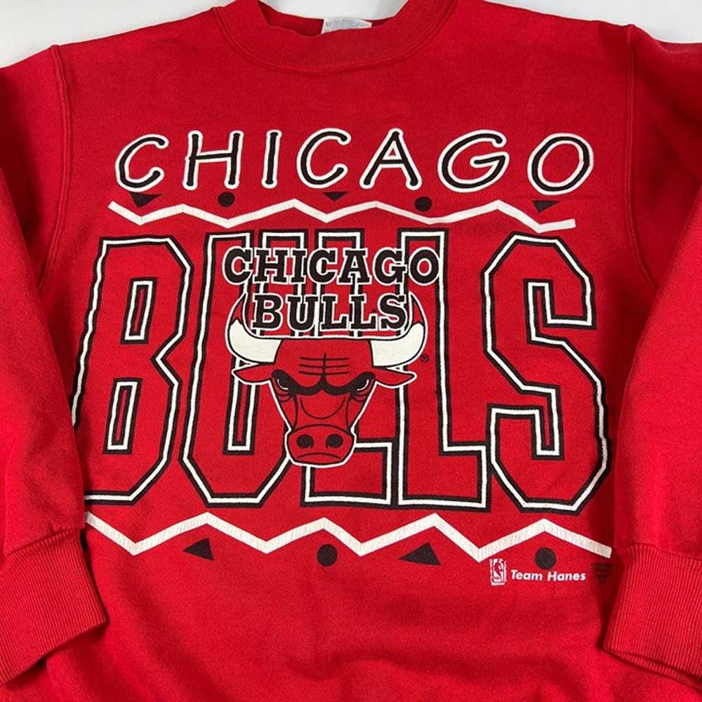 VTG 90s NBA Chicago Bulls Sweatshirt Medium Red F… - image 7