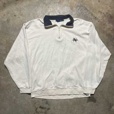 Vintage 90s Nautica Cream 1/4 Zip Sweatshirt Pull… - image 1