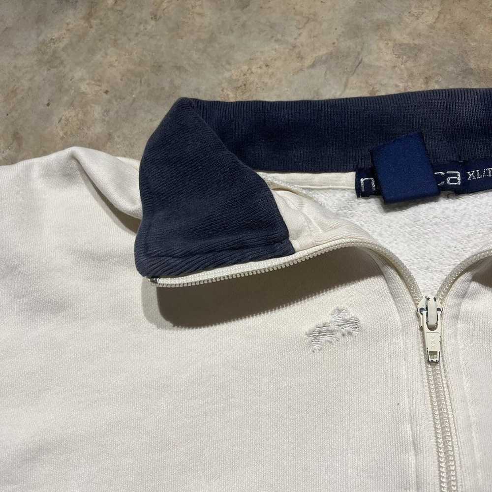 Vintage 90s Nautica Cream 1/4 Zip Sweatshirt Pull… - image 3