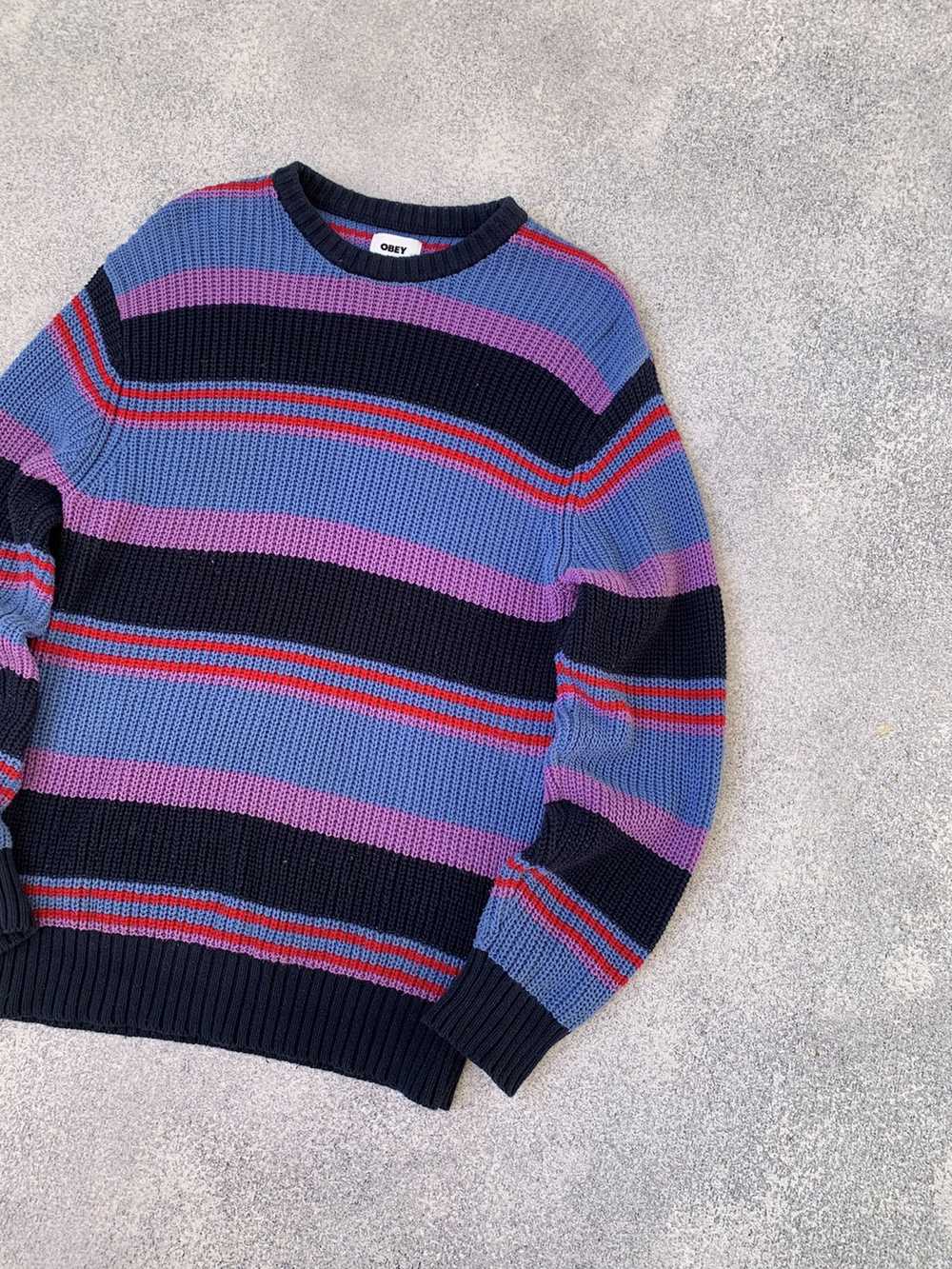 Coloured Cable Knit Sweater × Obey × Vintage Vint… - image 2