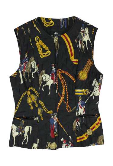 Etro Etro quilted silk waistcoat equestrian print