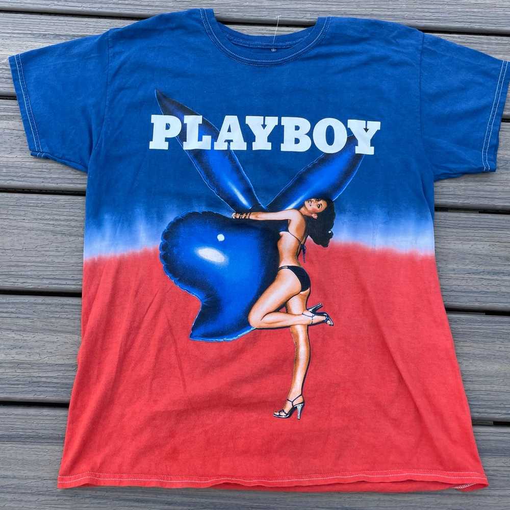 Playboy Old Magazine Cover Red White Blue T-Shirt… - image 1