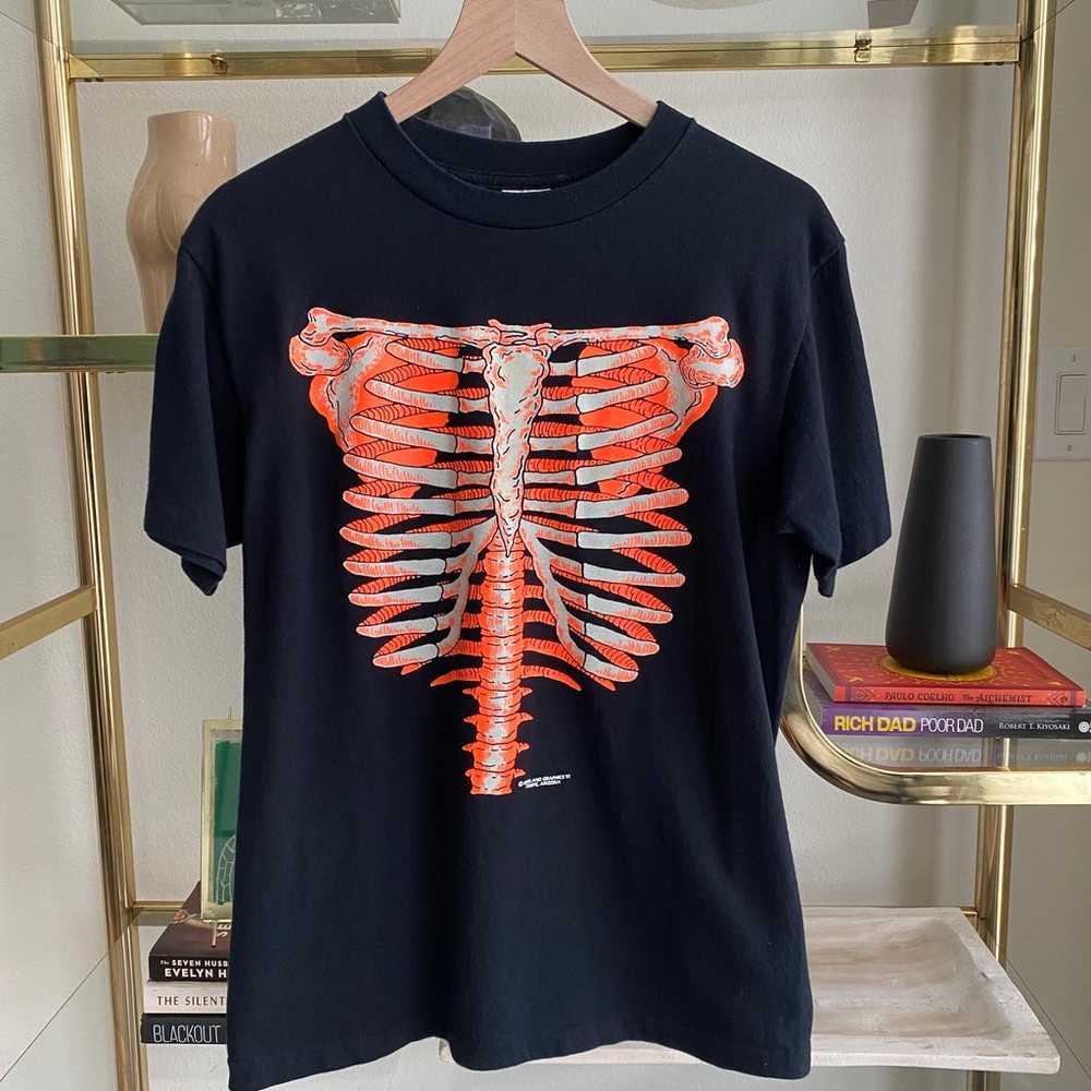 90s Vintage Anatomy Bones Black Single Stitch T S… - image 2