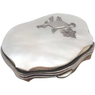 French Antique Mother of Pearl with Silver Motif … - image 1