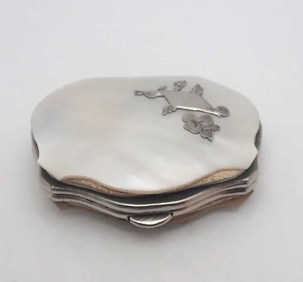 French Antique Mother of Pearl with Silver Motif … - image 2