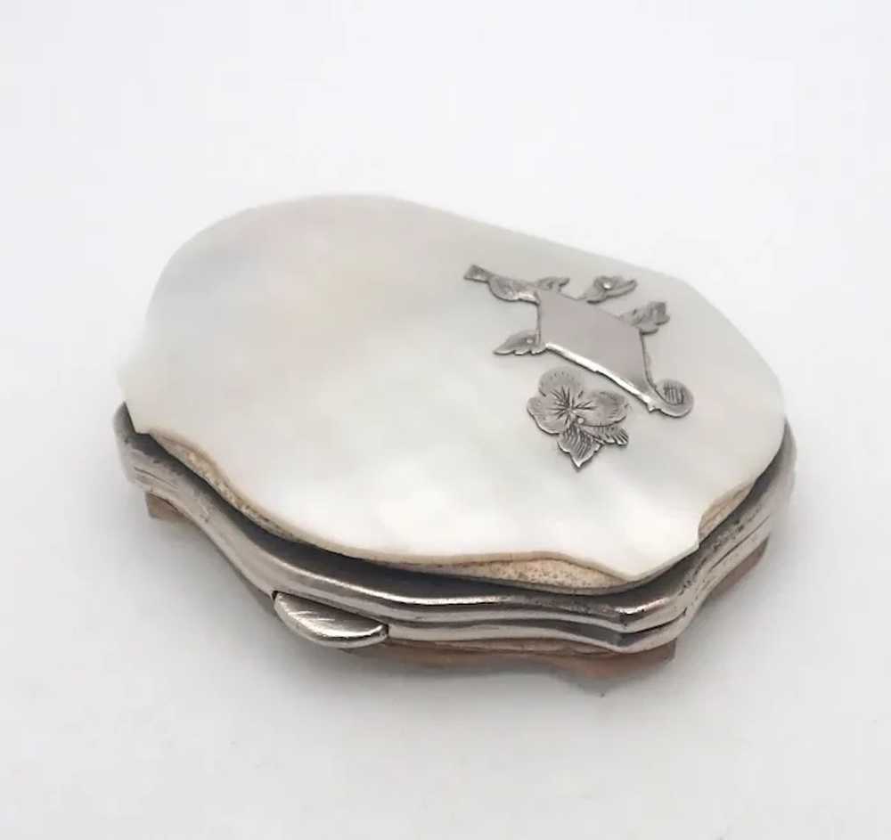 French Antique Mother of Pearl with Silver Motif … - image 3