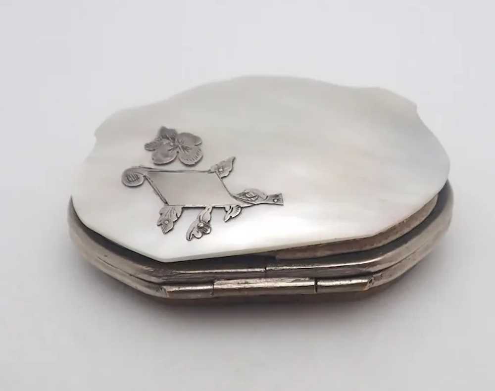 French Antique Mother of Pearl with Silver Motif … - image 4