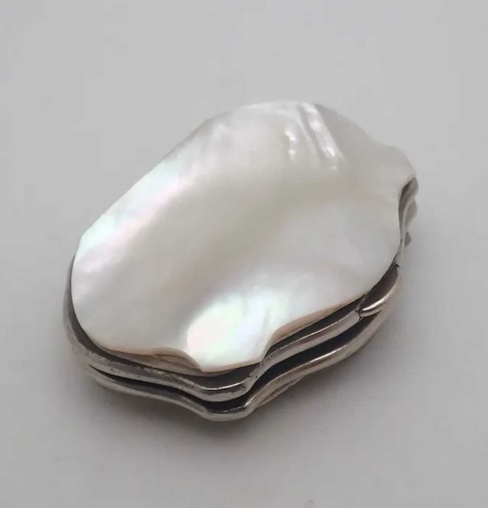 French Antique Mother of Pearl with Silver Motif … - image 5