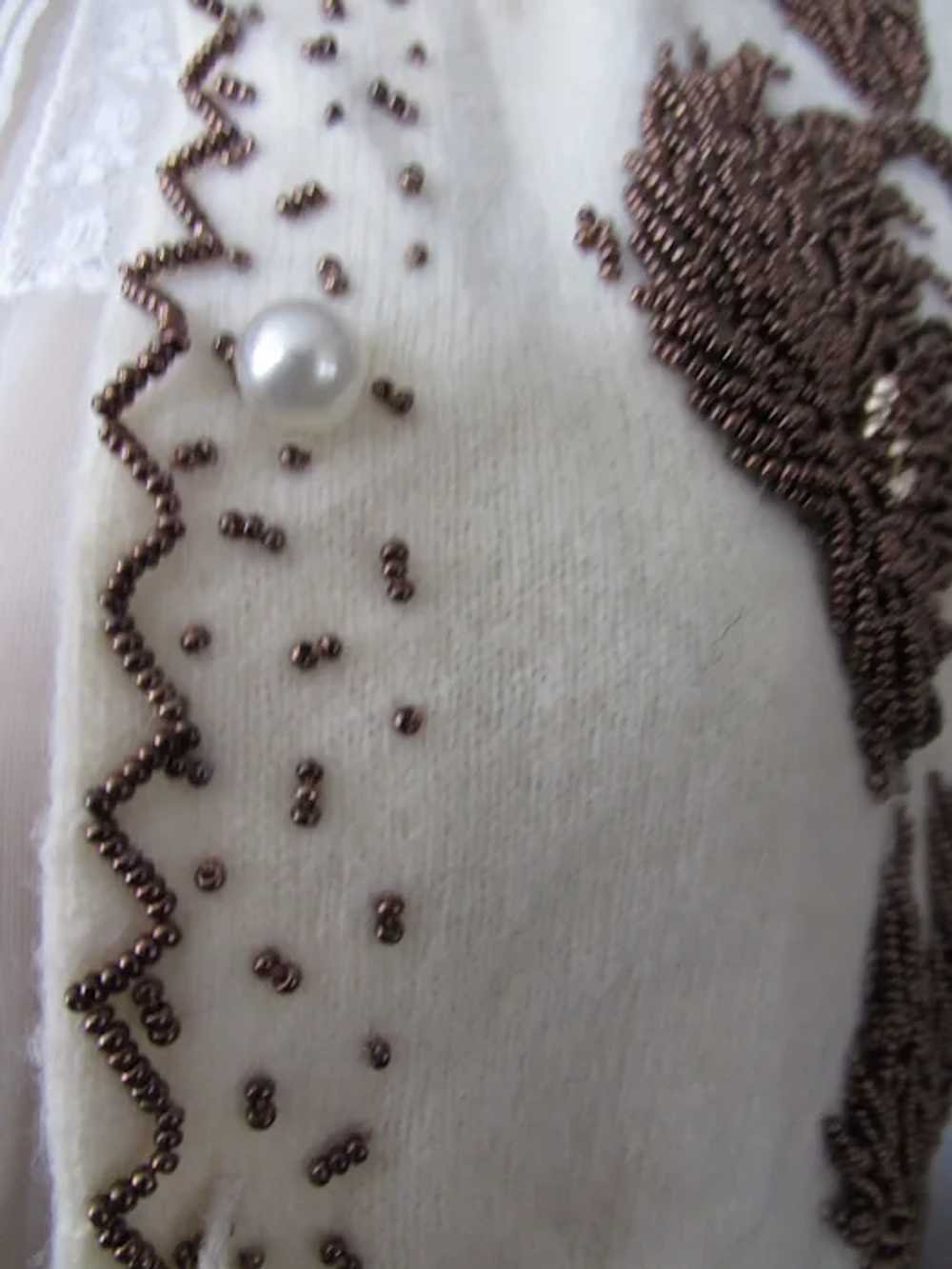 Fabulous Mid-Century Lambswool Beaded Sweater Ris… - image 7