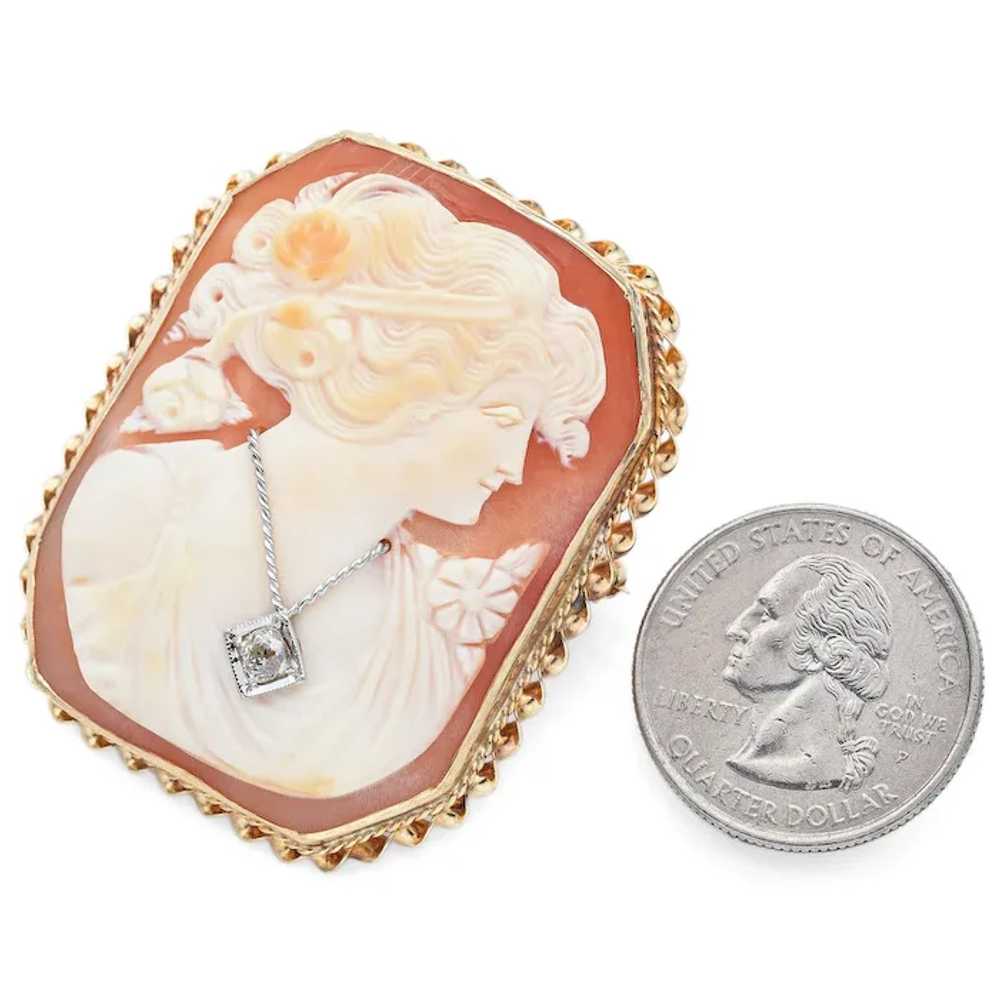 Antique 14K Yellow Gold Cameo Shell & Old Euro Di… - image 4