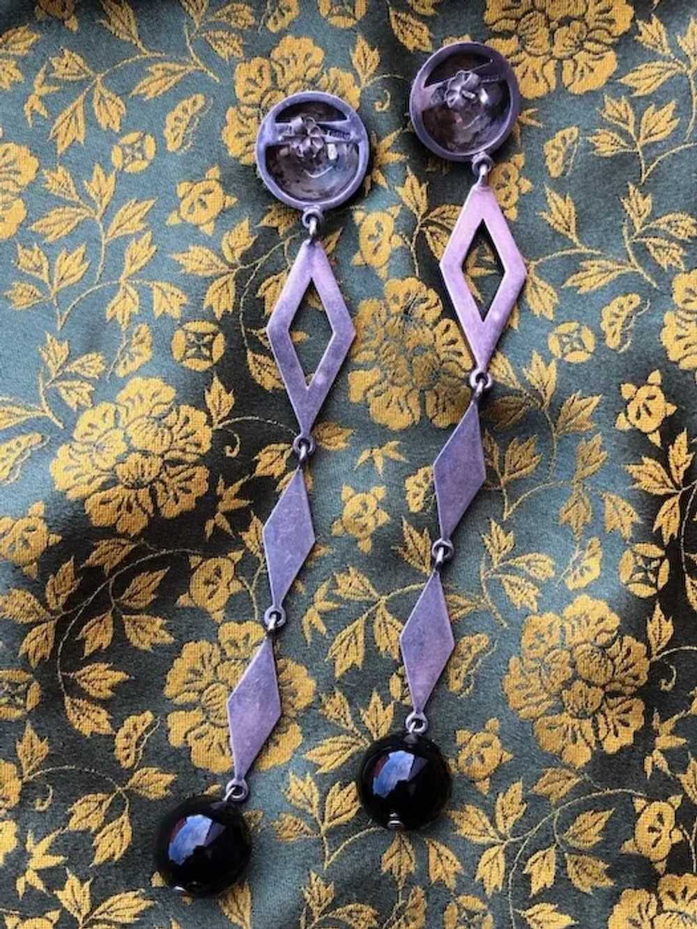 1990s Marcasite Dangle Earrings Judith Jack Pierc… - image 7